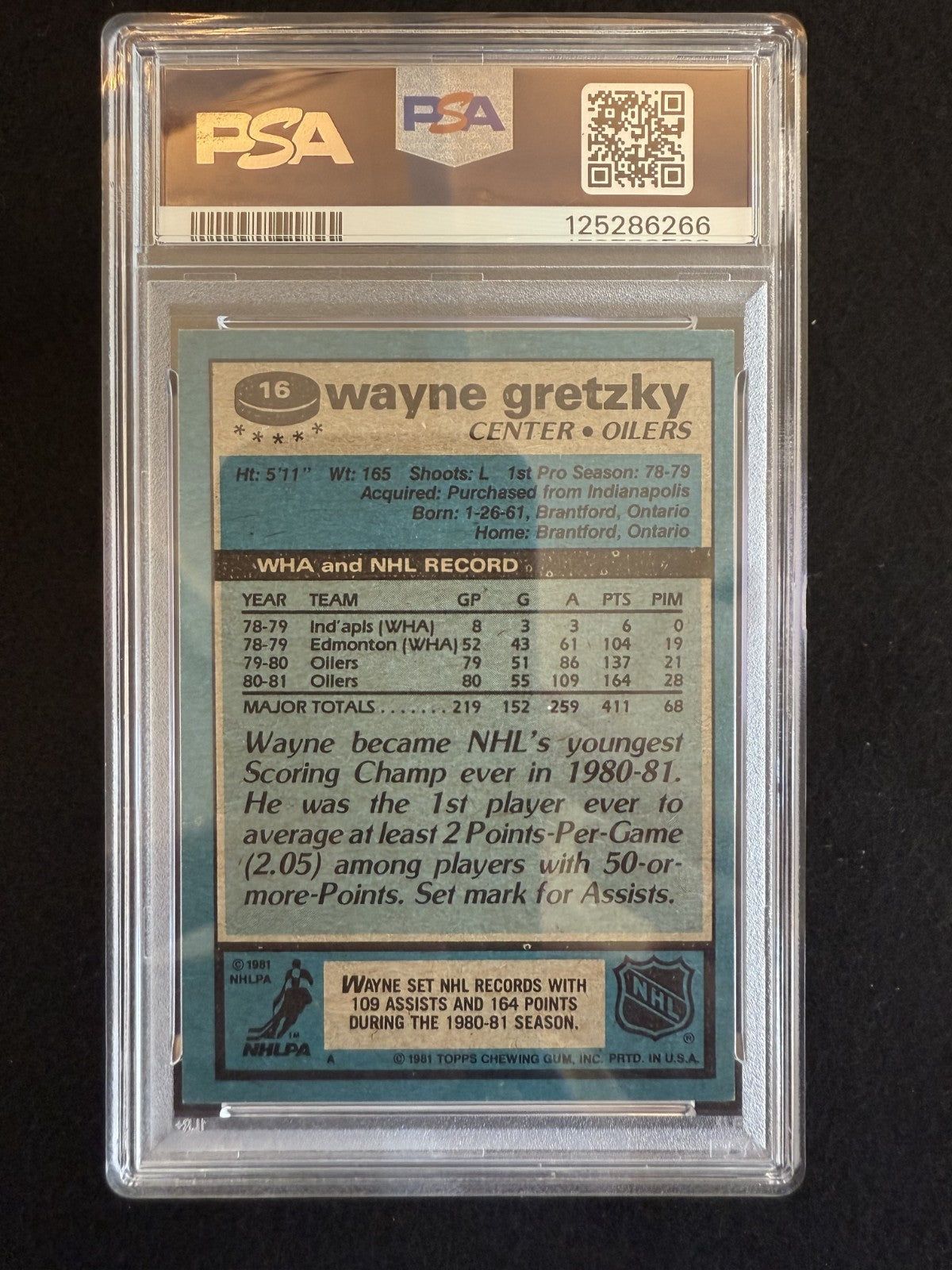 1981 Topps Wayne Gretzky (#16) PSA 8 HOFer, Great One ^GRUMPYBUCK^