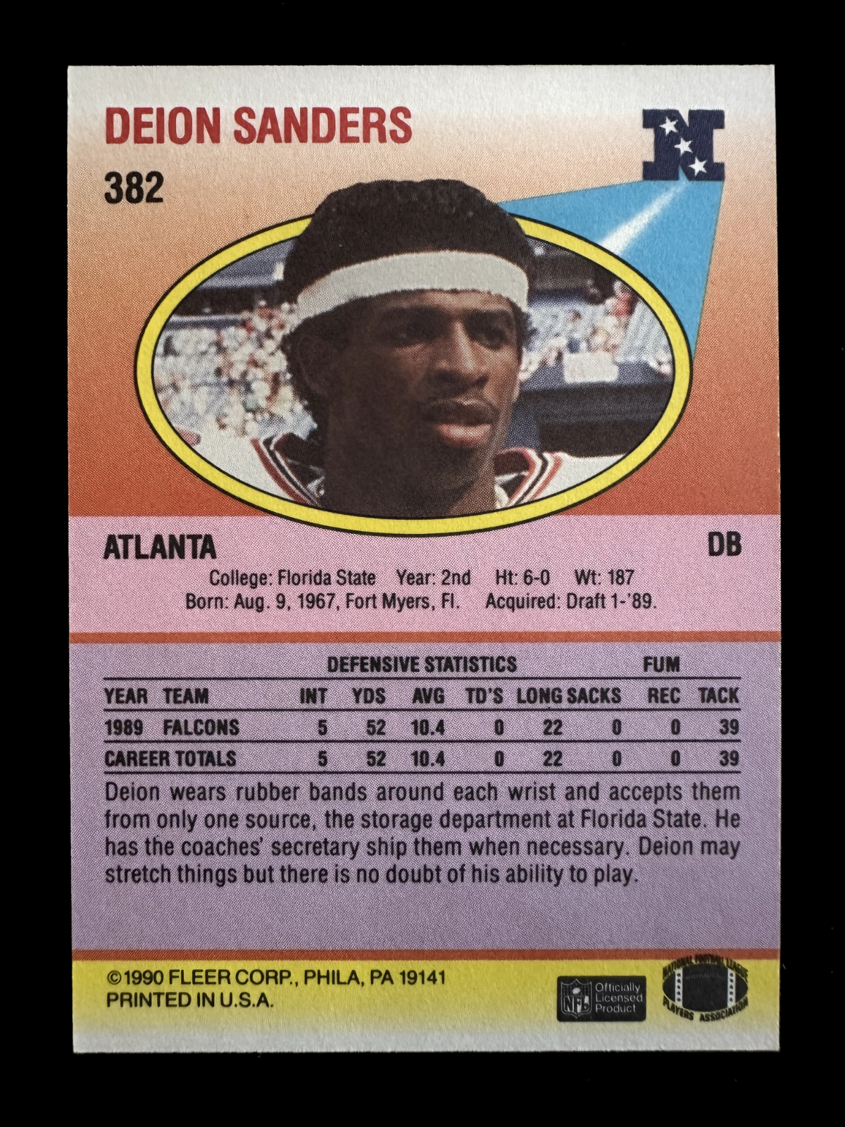 1990 Fleer Deion Sanders (#382) NM HOFer, SB Champ, Prime Time ^GRUMPYBUCK^