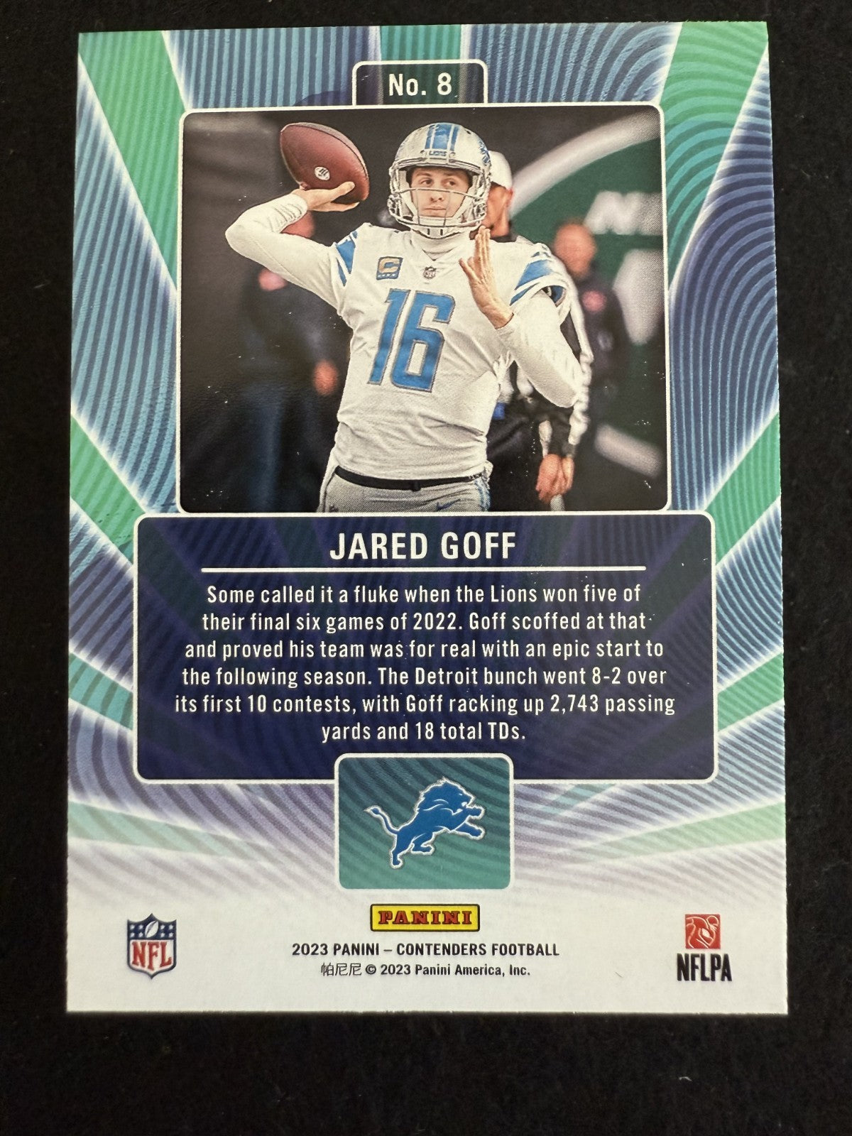 2023 Panini Contenders Winning Ticket Jared Goff (#8) MINT ^GRUMPYBUCK^