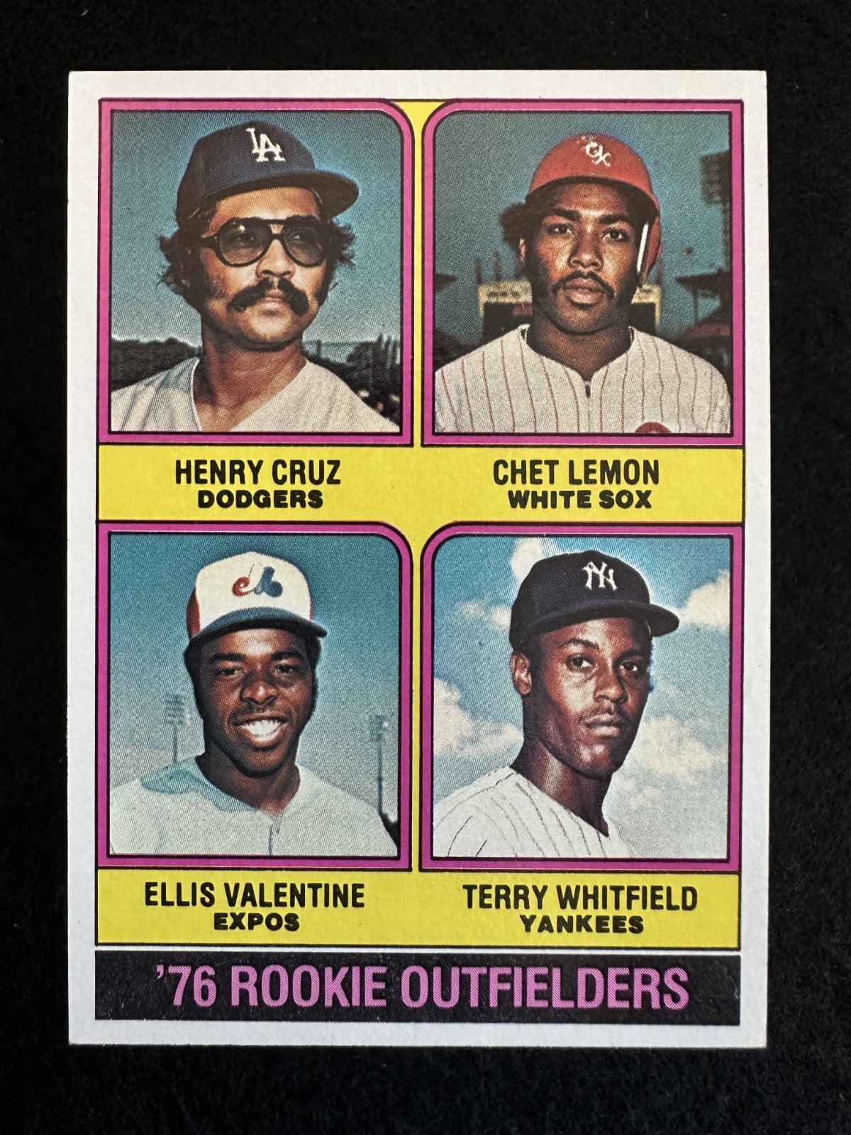 1976 Topps Rookie OFs (#592) NM Chet Lemon/Ellis Valentine/Whitfield ^GRUMPYBUCK