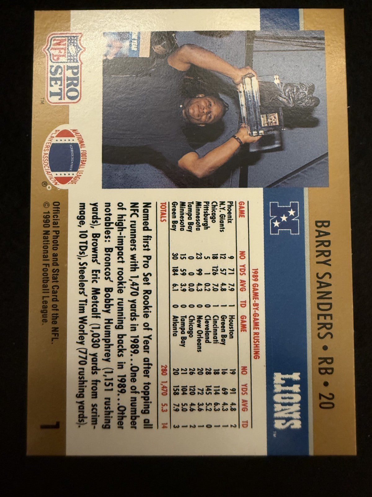 1990 Pro Set Award Winner Barry Sanders (#1 ) NM HOFer, ROY ^GRUMPYBUCK^