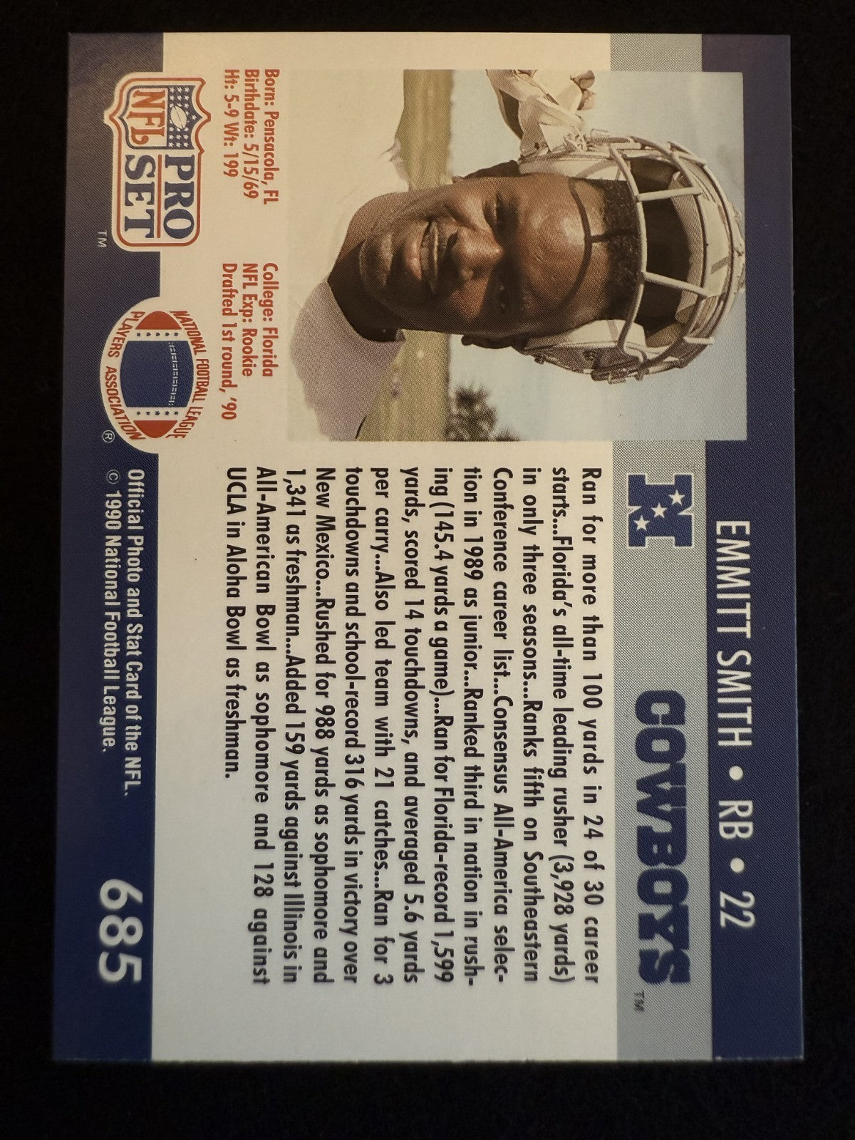 1990 Pro Set Emmitt Smith (#685) NM Rookie Card, HOFer ^GRUMPYBUCK^