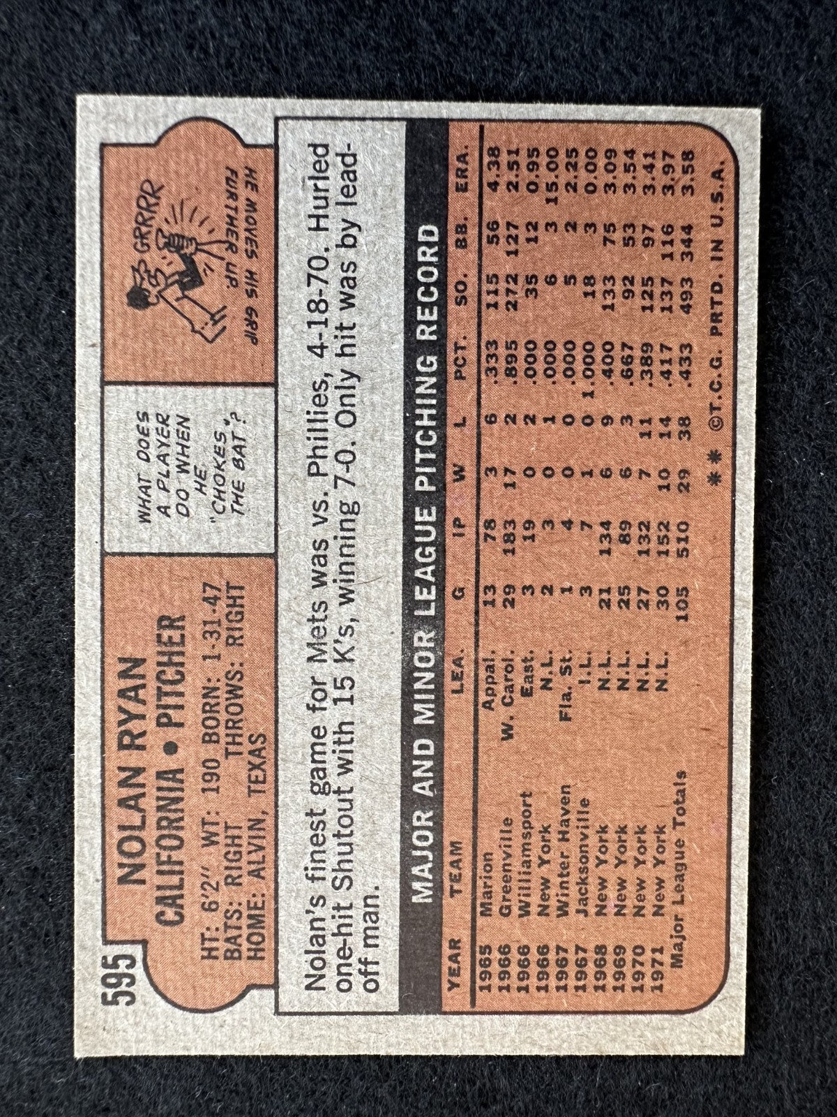 1972 Topps Nolan Ryan (#595) NM HOFer, Strikeout King ^GRUMPYBUCK^