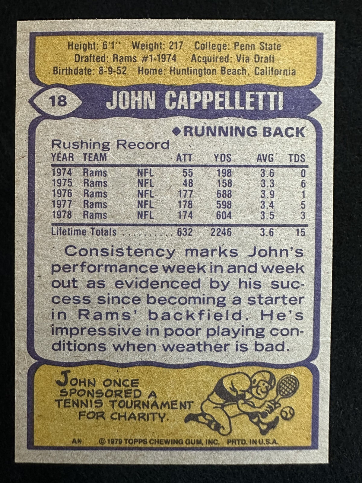 1979 Topps John Cappelletti (#18) NM Heisman, Penn State Great ^GRUMPYBUCK^