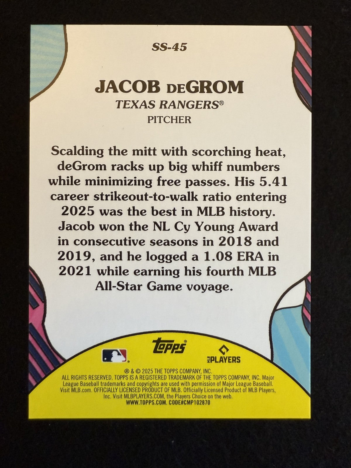 2025 Topps Series 2 Summer Superstars Jacob deGrom (#SS-45) MINT ^GRUMPYBUCK^