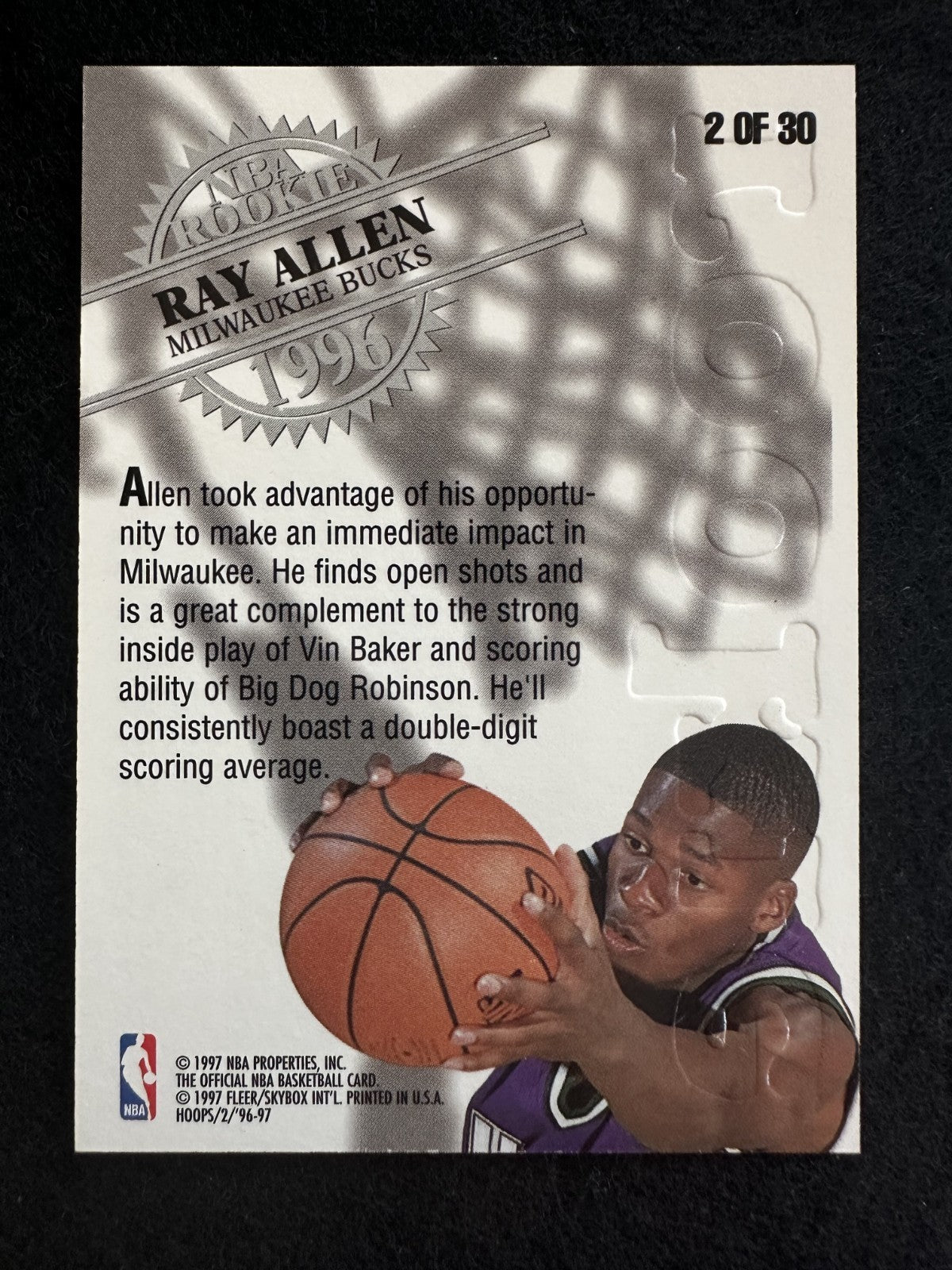 1996–97 NBA Hoops Ray Allen (#2) NM HOFer, Rookie Card ^GRUMPYBUCK^