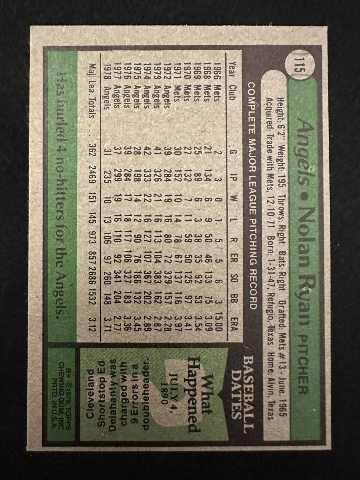 1979 Topps Nolan Ryan (#115) EX HOFer, Strikeout King ^GRUMPYBUCK^