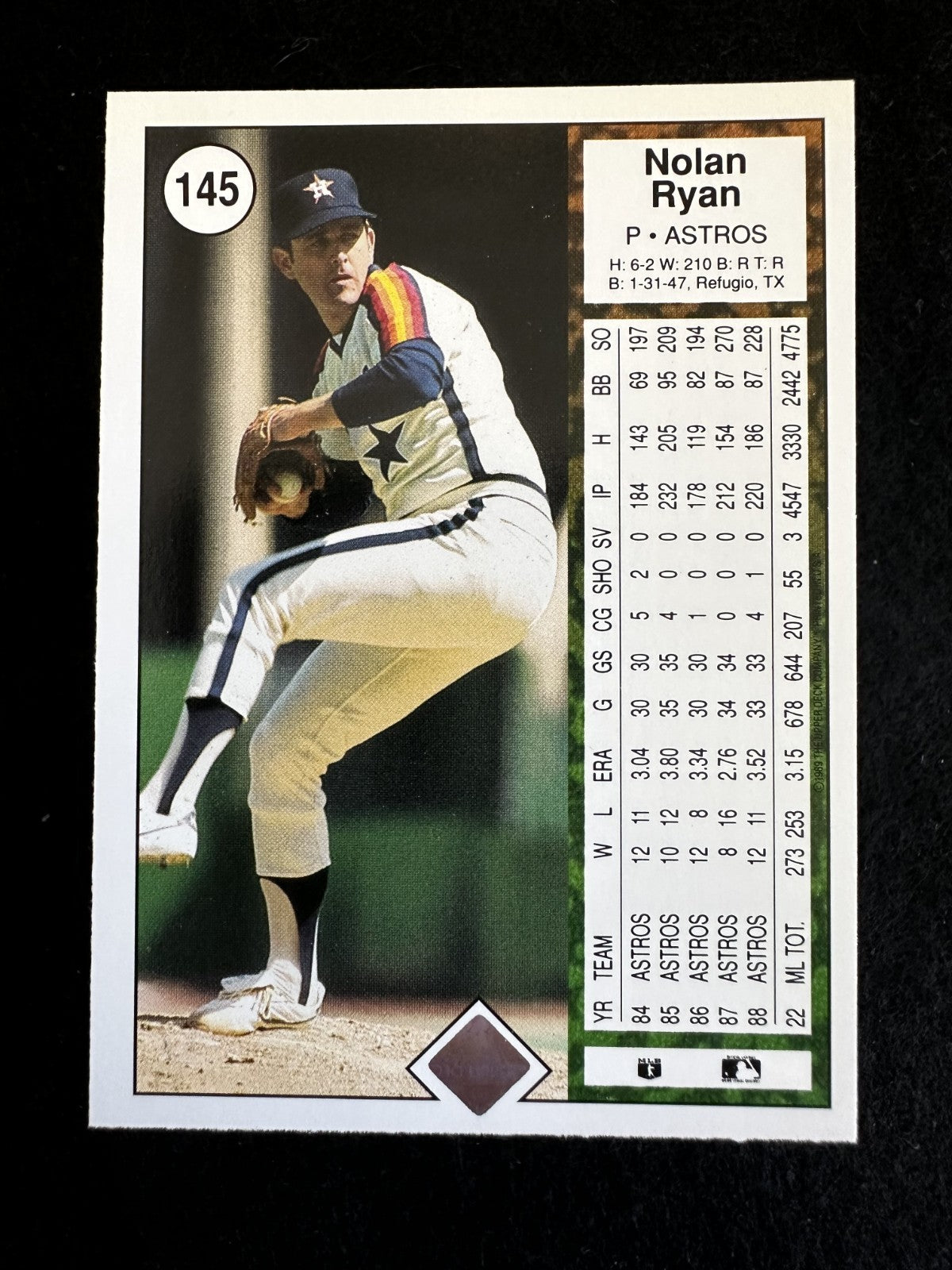 1989 Upper Deck Nolan Ryan (#145) NM HOF Fireballer, Strikeout King ^GRUMPYBUCK^