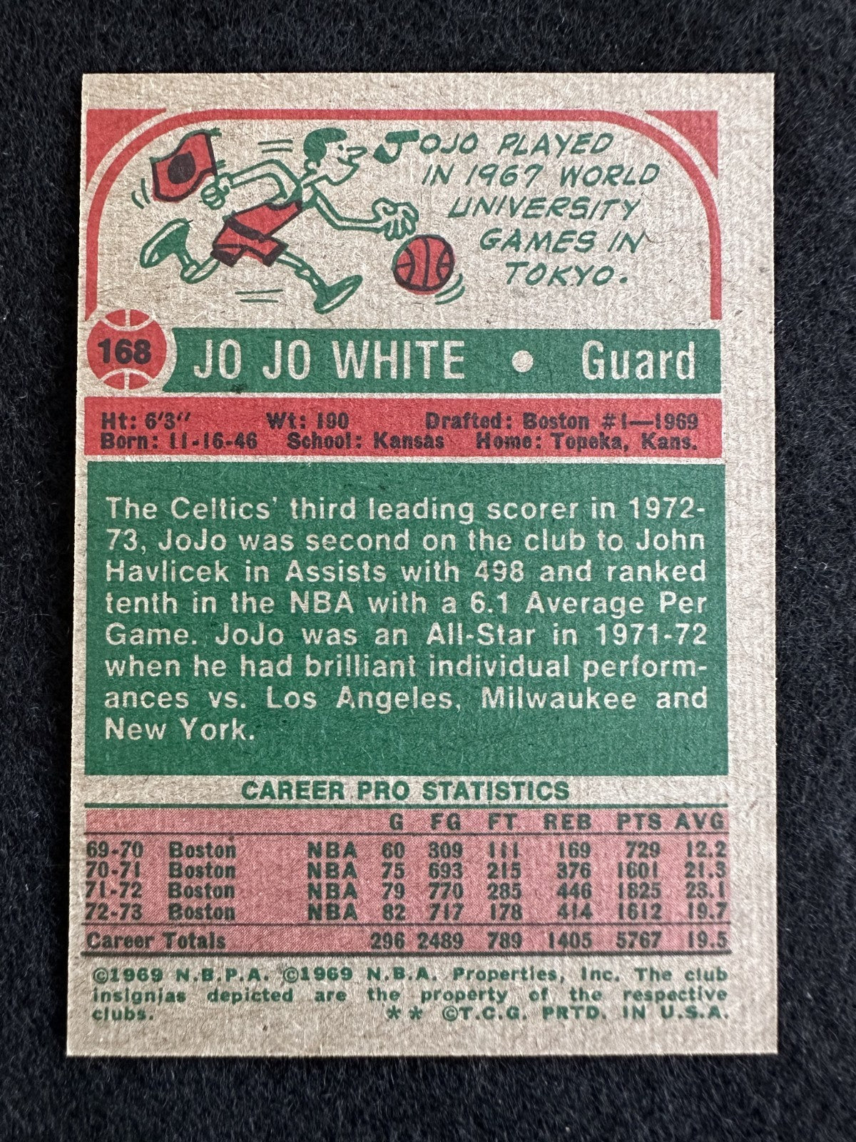 1973–74 Topps Jo Jo White (#168) MINT HOFer, Celtics Champion ^GRUMPYBUCK^