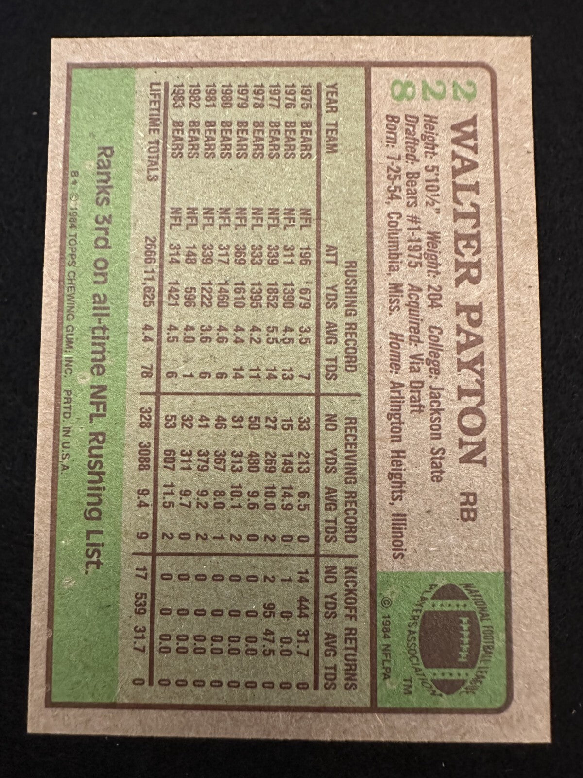 1984 Topps Walter Payton (#228) NM HOFer, Sweetness ^GRUMPYBUCK^