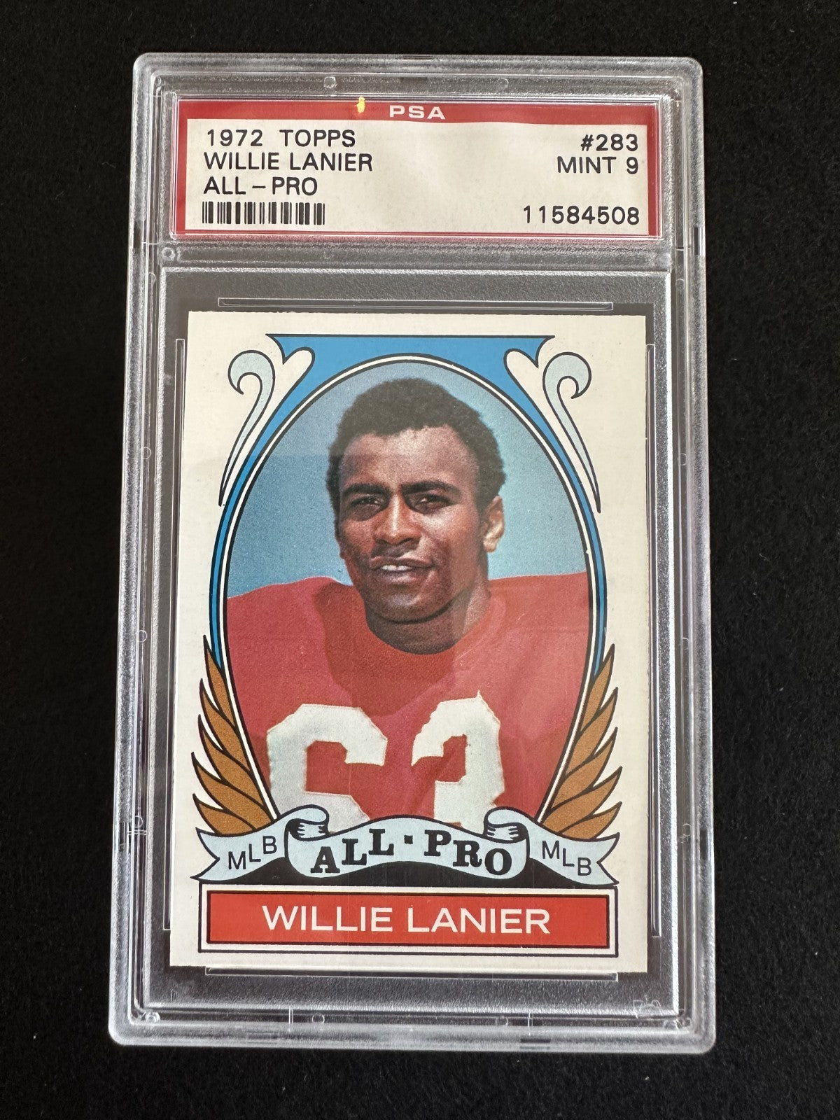 1972 Topps Willie Lanier (#283) PSA 9 HOFer, Chiefs, High # ^GRUMPYBUCK^