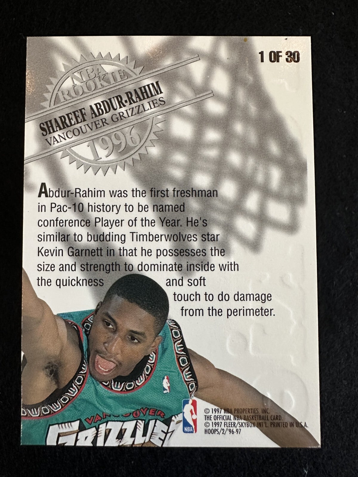 1996 NBA Hoops Shareef Abdur-Rahim (#1) NM Rookie Card, Gold Foil ^GRUMPYBUCK^