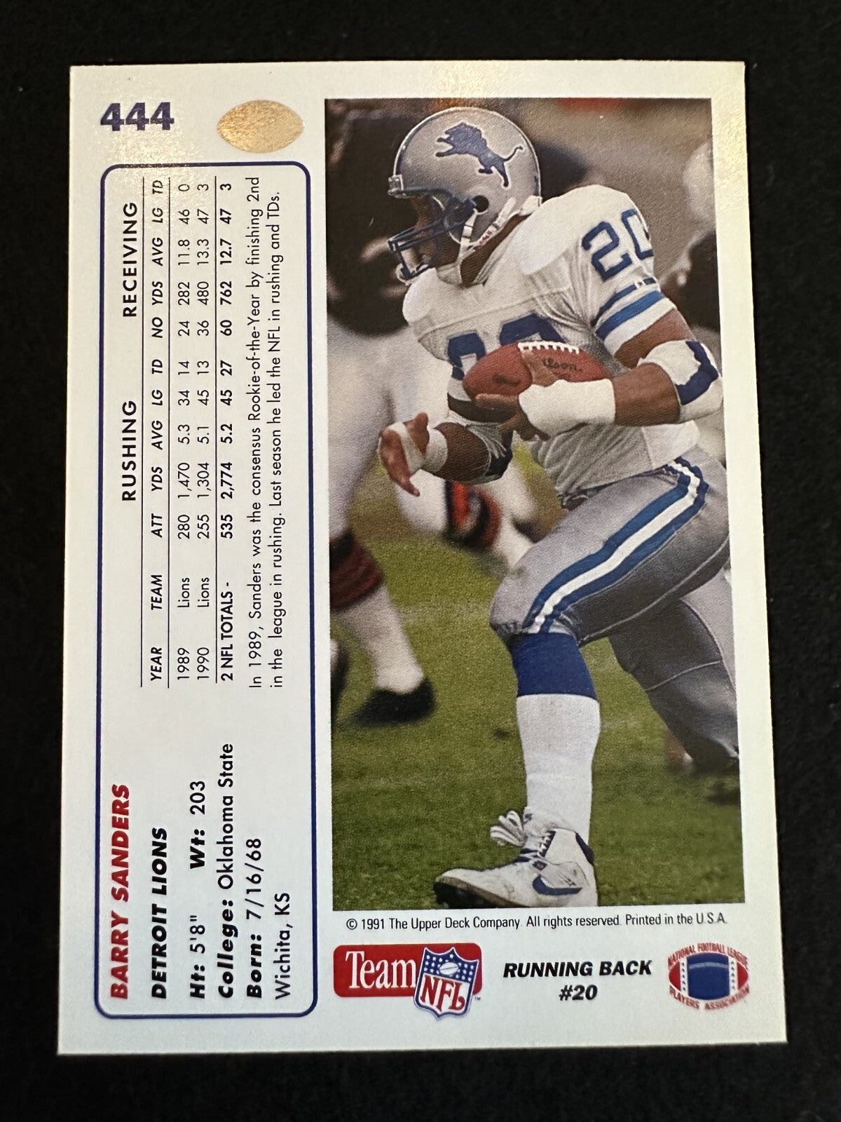 1991 Upper Deck Barry Sanders (#444) NM HOFer, Heisman Winner ^GRUMPYBUCK^