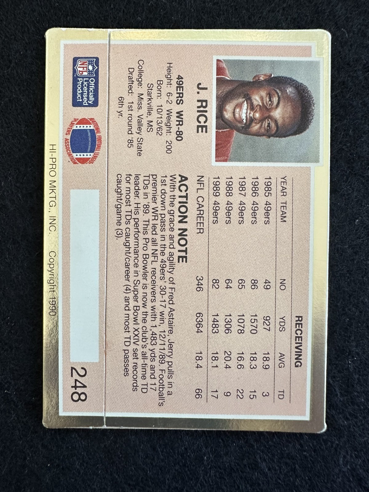 1990 Action Packed Jerry Rice (#248) NM HOFer, 49ers Legend ^GRUMPYBUCK^