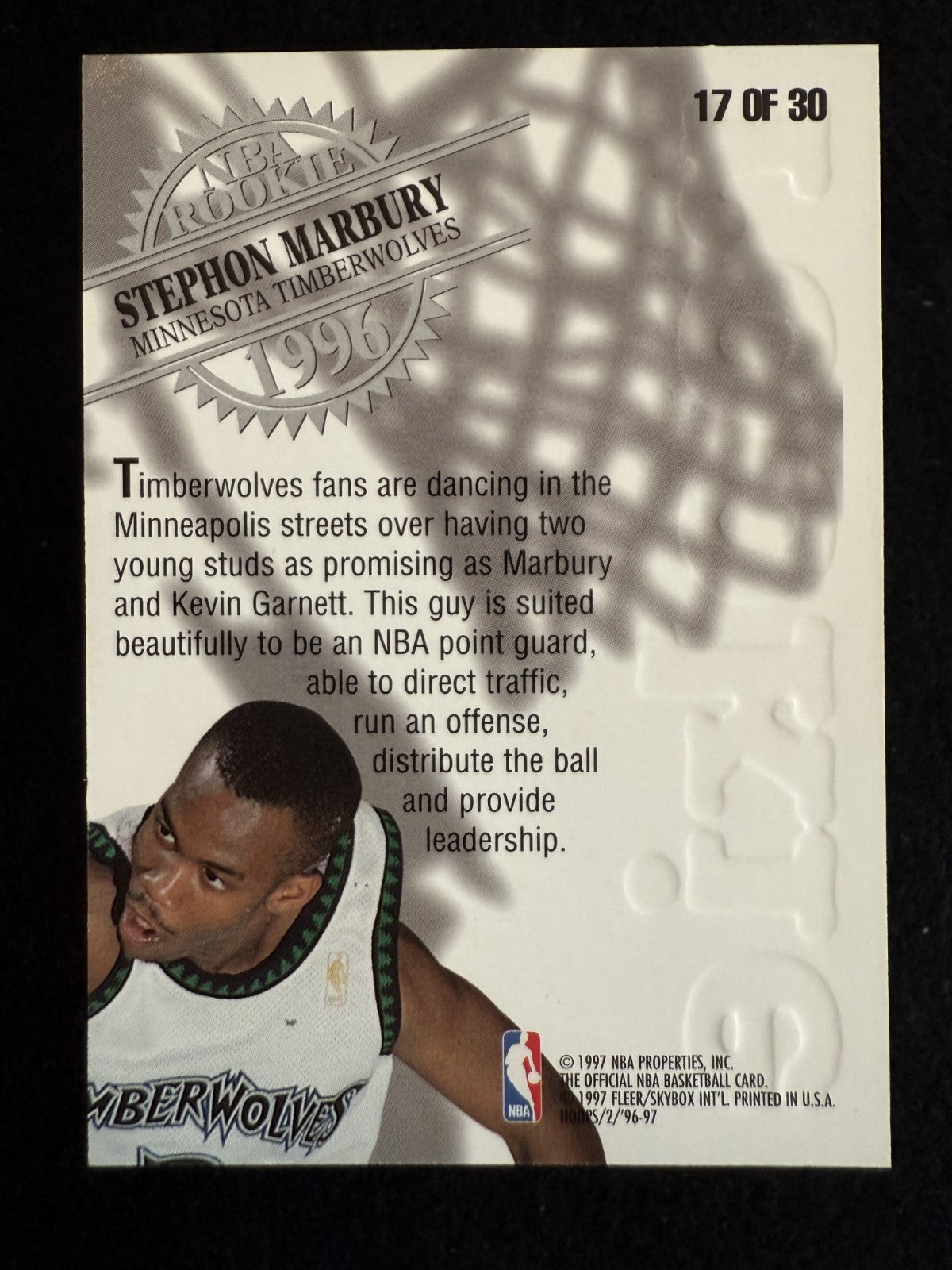 1996–97 NBA Hoops Stephon Marbury (#17) NM Rookie Card, Gold Insert ^GRUMPYBUCK^