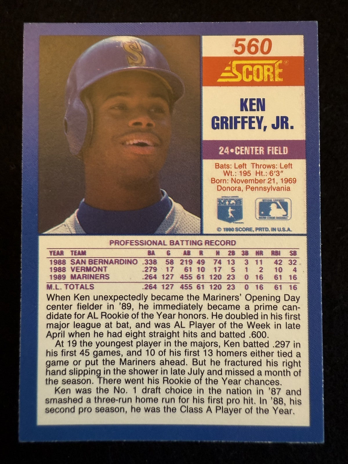 1990 Score Ken Griffey Jr (#560) NM HOFer ^GRUMPYBUCK^