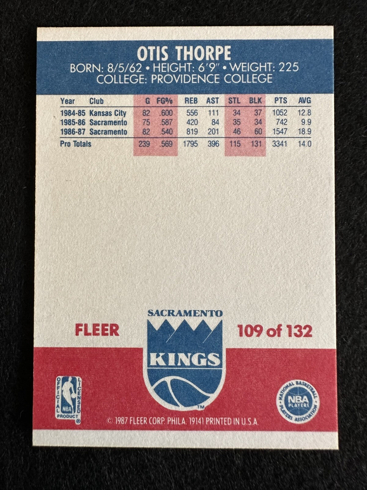 1987–88 Fleer Otis Thorpe (#109) MT Rookie Card, NBA Champ ^GRUMPYBUCK^