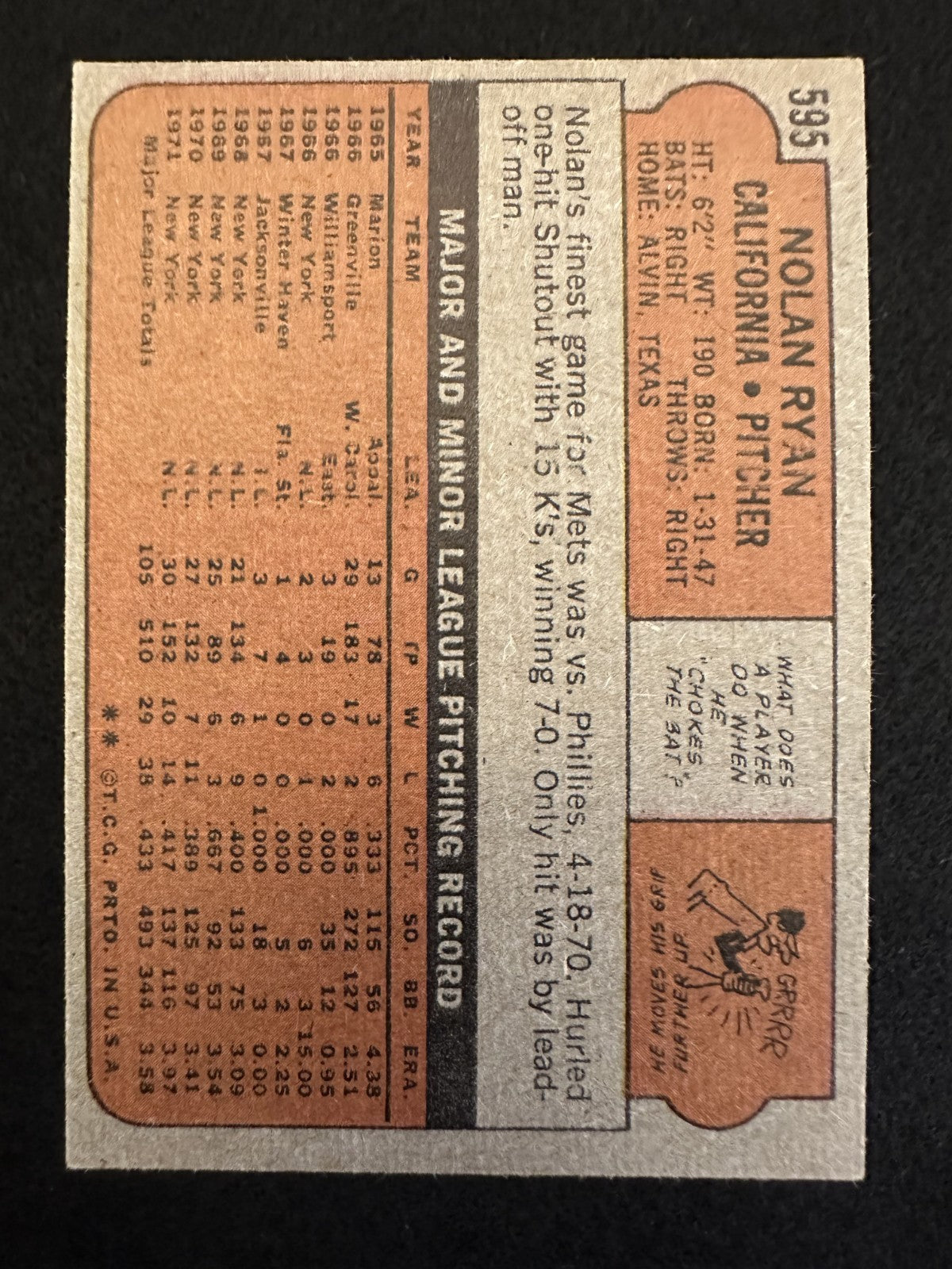 1972 Topps Nolan Ryan (#595) EX HOFer, Angels Fireballer, K King ^GRUMPYBUCK^