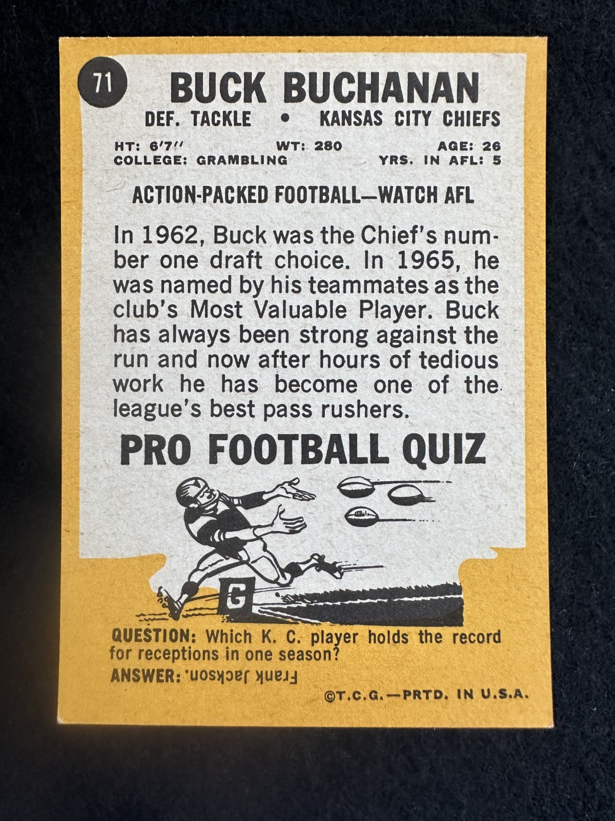 1967 Topps Buck Buchanan (#71) NM HOFer, Chiefs Legend ^GRUMPYBUCK^