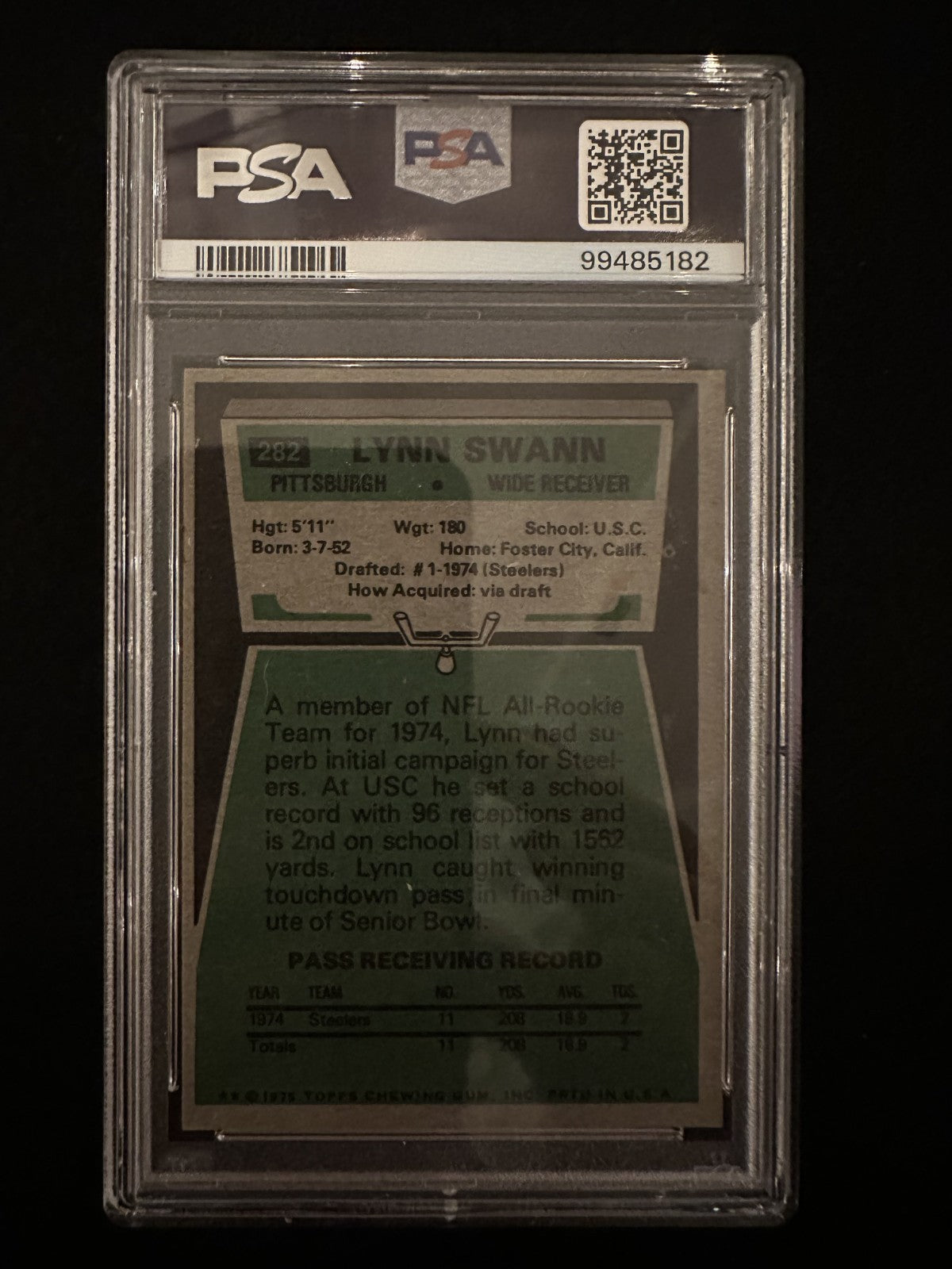 1975 Topps Lynn Swann (#282) PSA 6 HOFer, Rookie Card, Steelers ^GRUMPYBUCK^