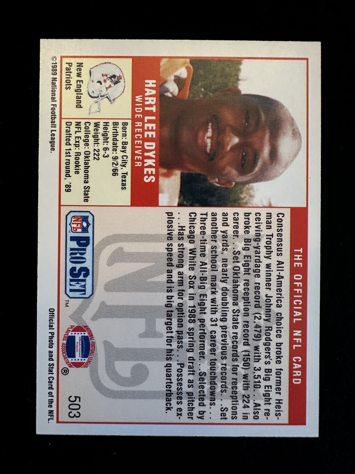 1989 Pro Set Hart Lee Dykes (#503) NM Rookie Card, 1st-Round WR ^GRUMPYBUCK^