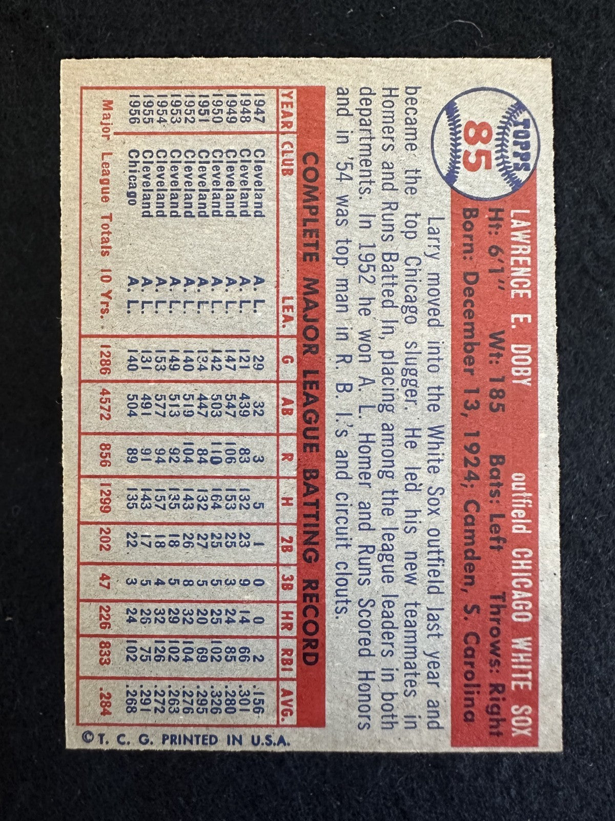 1957 Topps Larry Doby (#85) EX HOFer, AL Integration Pioneer ^GRUMPYBUCK^