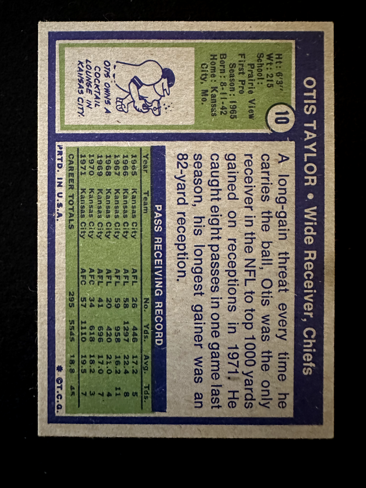 1972 Topps Otis Taylor (#10) EX Chiefs Great, Super Bowl Champ ^GRUMPYBUCK^