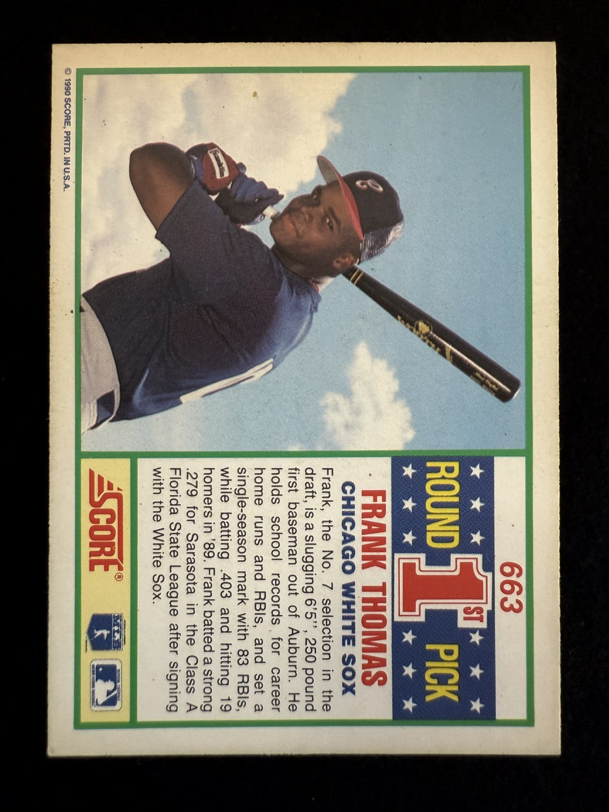 1990 Score Frank Thomas (#663) NM Rookie Card, HOFer, Big Hurt ^GRUMPYBUCK^