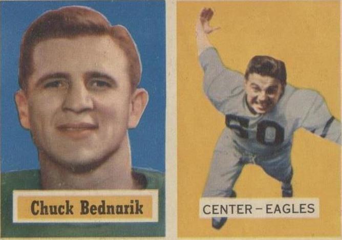 1957 Topps Chuck Bednarik (#49) NM HOFer, Rookie Card ^GRUMPYBUCK^