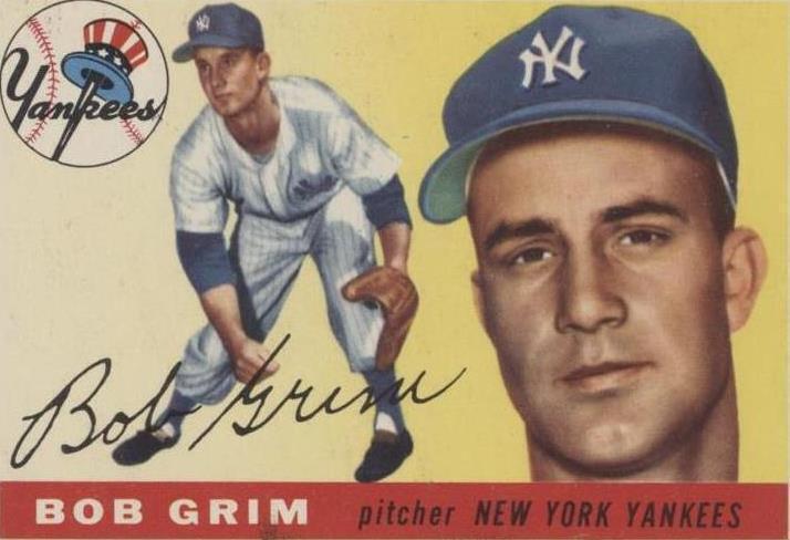 1955 Topps Bob Grim (#80) EX Rookie Card, Yankees P, 1954 ROY ^GRUMPYBUCK^
