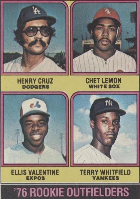 1976 Topps Rookie OFs (#592) NM Chet Lemon/Ellis Valentine/Whitfield ^GRUMPYBUCK