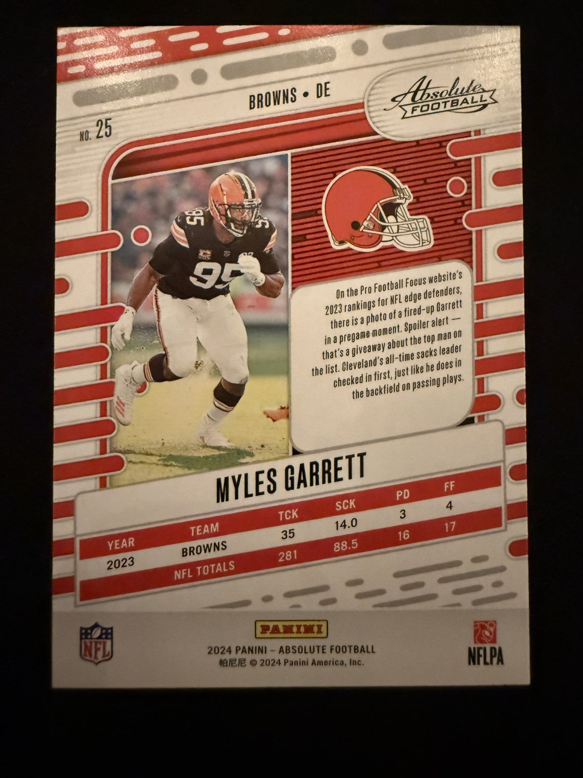 2024 Panini Absolute Myles Garrett (#25 Red) MINT Browns Beast, SP ^GRUMPYBUCK^