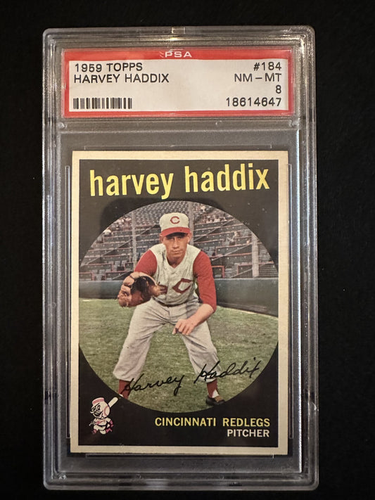 1959 Topps Harvey Haddix (#184) PSA 8 All Star, WS Champ ^GRUMPYBUCK^