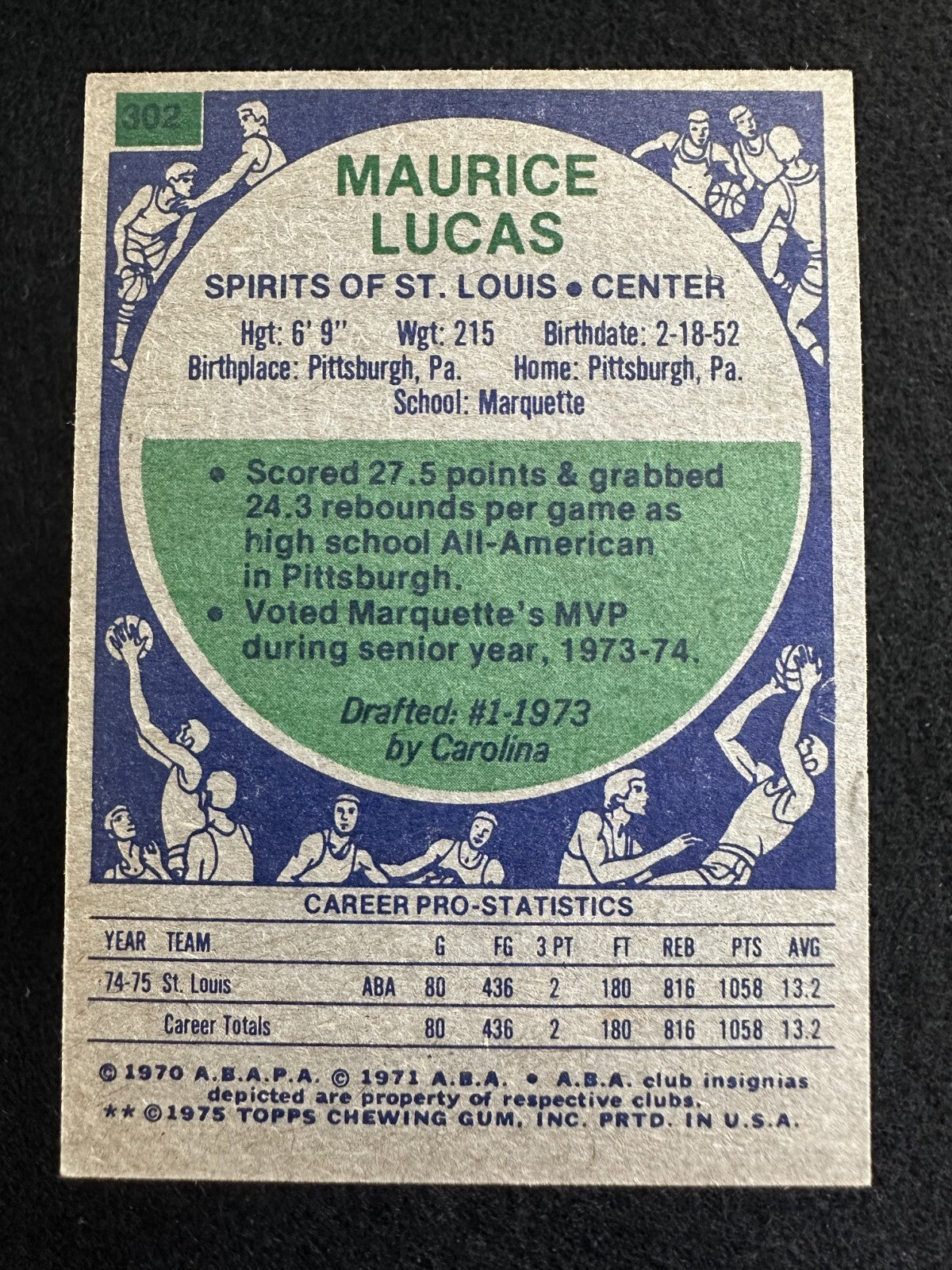 1975–76 Topps Maurice Lucas (#302) EX Rookie Card, ABA/NBA Star ^GRUMPYBUCK^
