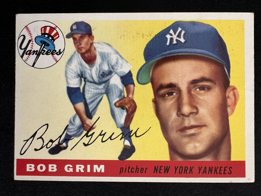 1955 Topps Bob Grim (#80) EX Rookie Card, Yankees P, 1954 ROY ^GRUMPYBUCK^