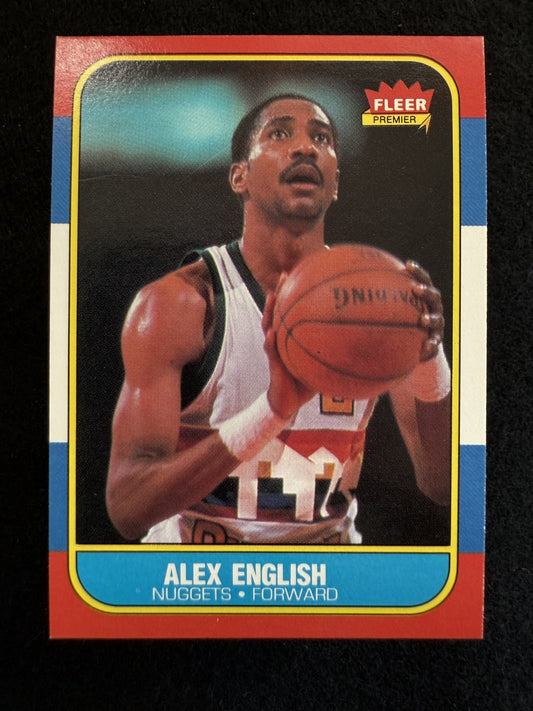 1986-87 Fleer Alex English (#30) NM Nuggets Scoring Machine, HOFer ^GRUMPYBUCK^