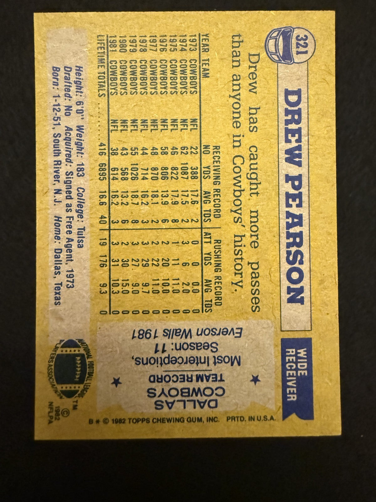 1982 Topps Drew Pearson (#321) EX HOFer, Cowboys Legend ^GRUMPYBUCK^