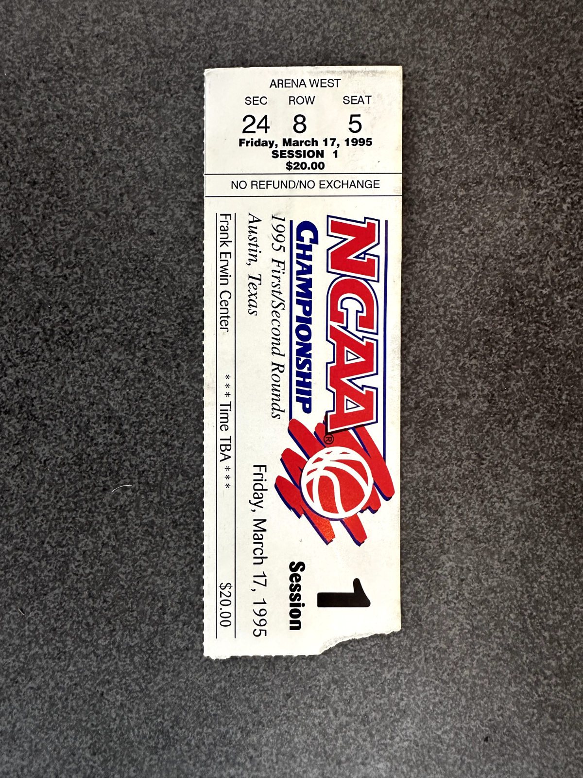 1995 Division I Men's Basketball Championship 1st and 2nd Round Program w/Ticket