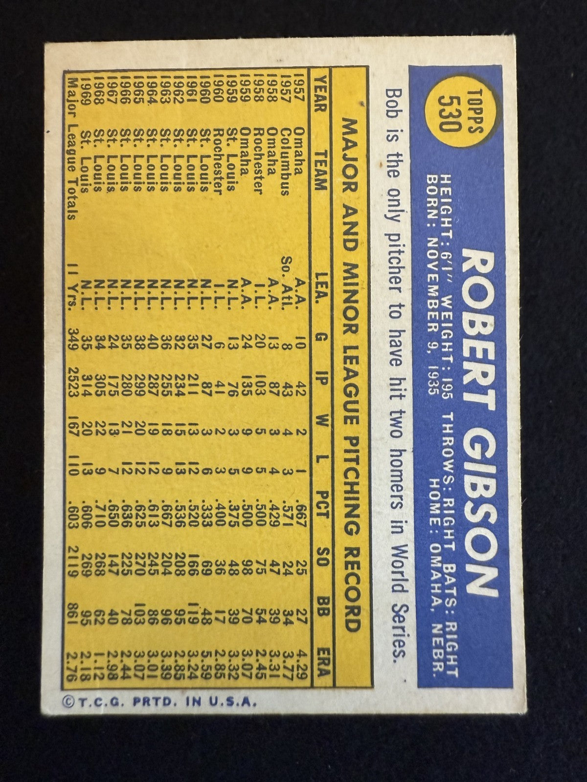 1970 Topps Bob Gibson (#530) EX HOFer, Mound Intimidator ^GRUMPYBUCK^