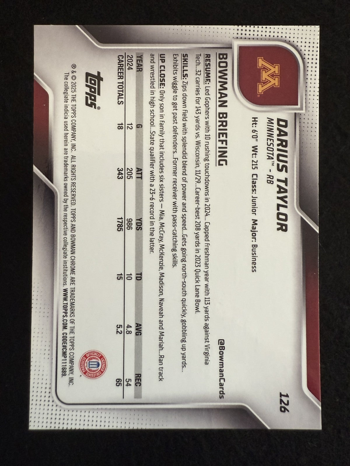 2025 1st Bowman Darius Taylor Yellow Diamond Refractor /350 (#126) ^GRUMPYBUCK^