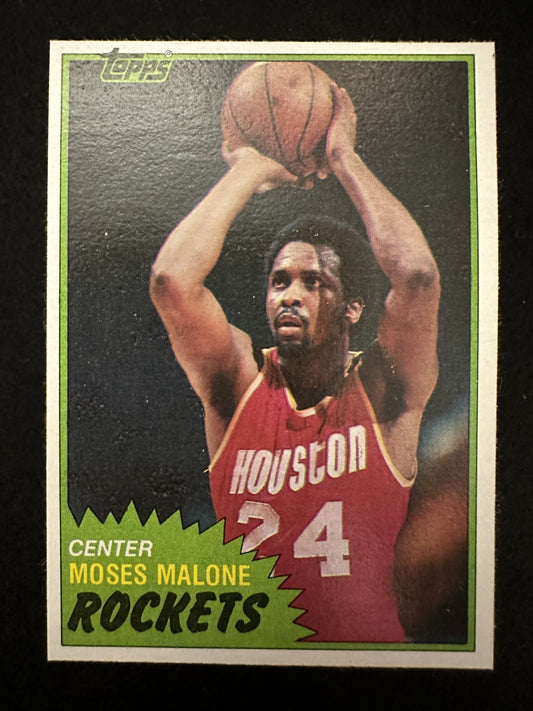 1981-82 Topps Moses Malone (#14) NM HOFer, Rockets Dominator ^GRUMPYBUCK^