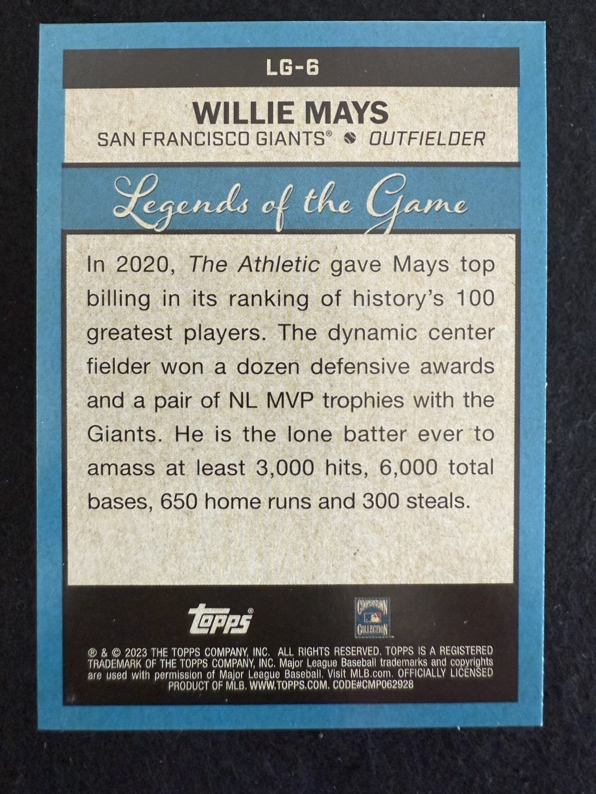 2023 Topps Series 2 Legends of the Game Willie Mays (#LG-6) MINT ^GRUMPYBUCK^
