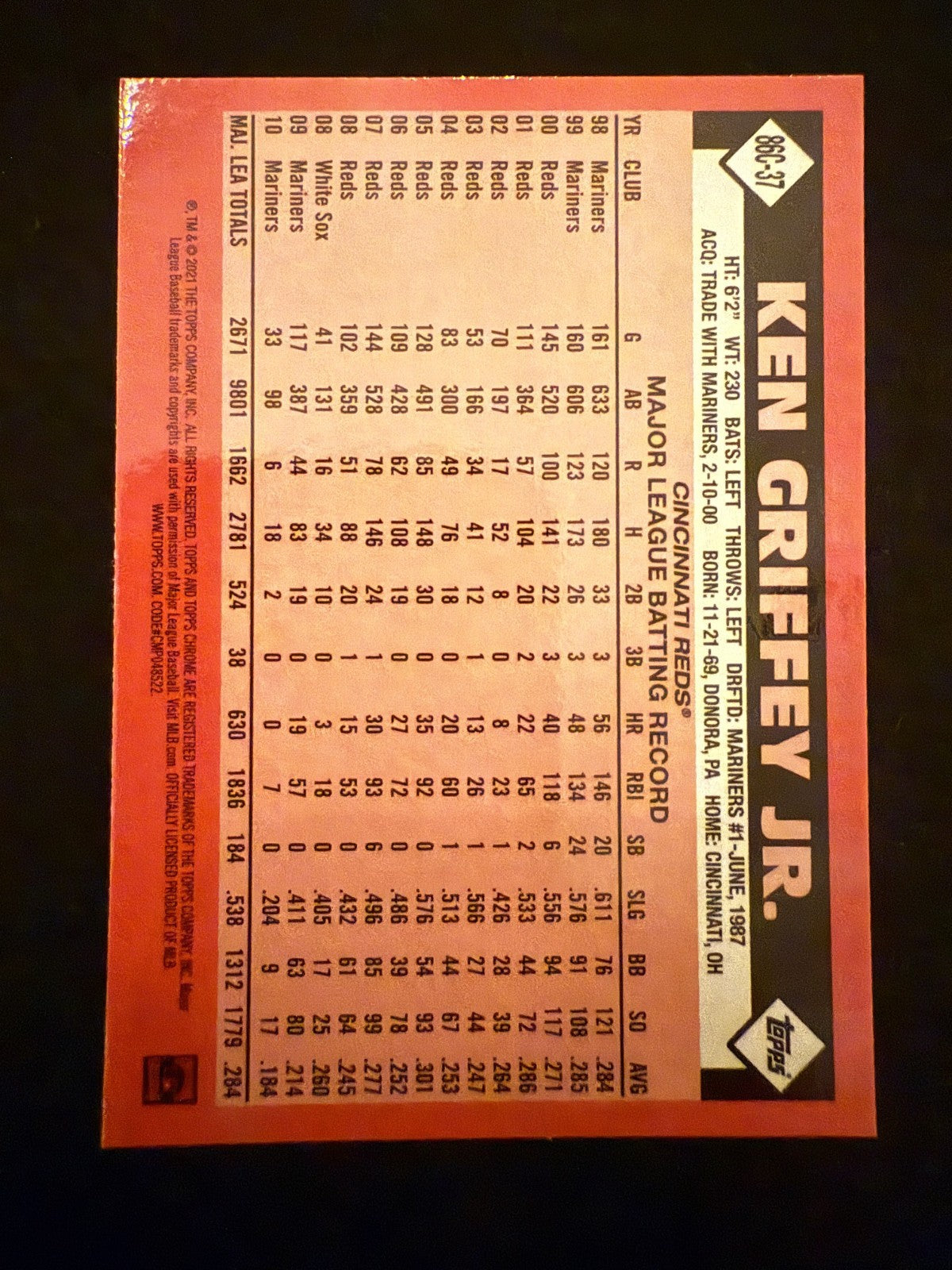 2021 Topps Update Ken Griffey Jr. 1986 Chrome (#86C-37) MINT ^GRUMPYBUCK^