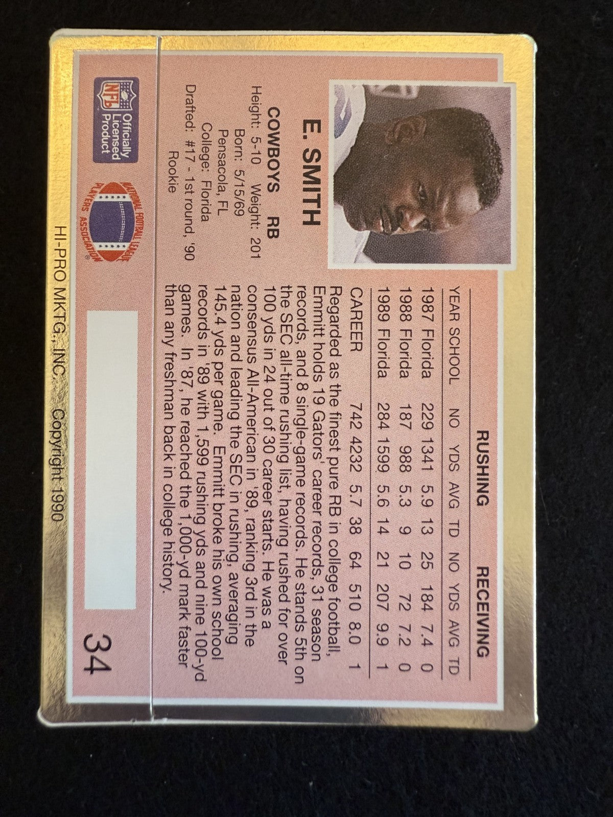 1990 Action Packed Emmitt Smith (#34) NM HOFer, Rookie Card ^GRUMPYBUCK^