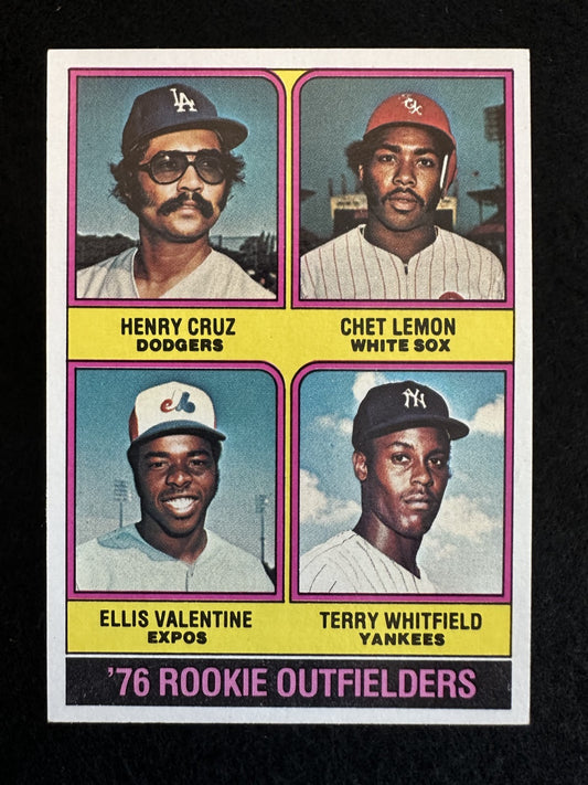 1976 Topps Rookie OFs (#592) NM Chet Lemon/Ellis Valentine/Whitfield ^GRUMPYBUCK