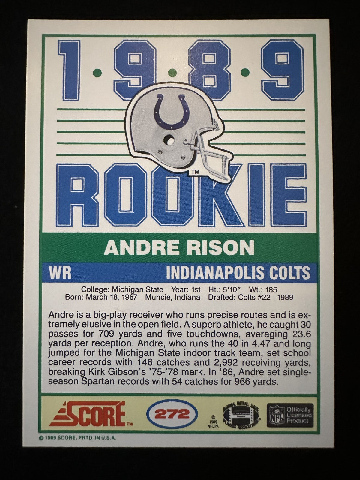 1989 Score Andre Rison (#272) NM Rookie Card ^GRUMPYBUCK^