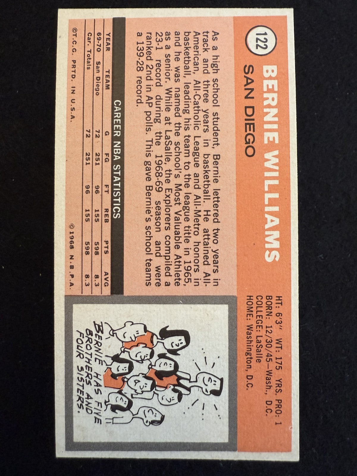 1970-71 Topps Bernie Williams (#122) EX Rockets & Squires ^GRUMPYBUCK^