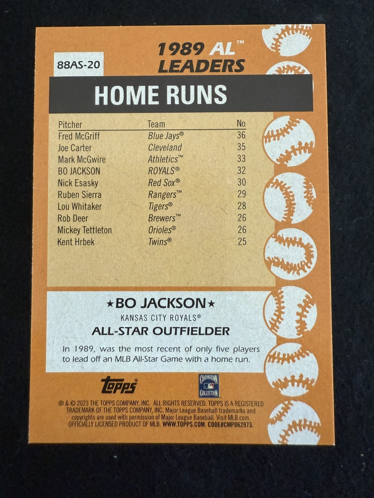 2023 Topps Series 2 Bo Jackson (#88AS-20) MINT 1988 All-Star Insert ^GRUMPYBUCK^