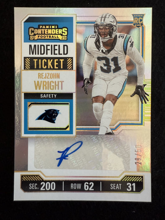 2023 Panini Contenders Rookie Ticket Rejzohn Wright (#308) Playoff Ticket /50