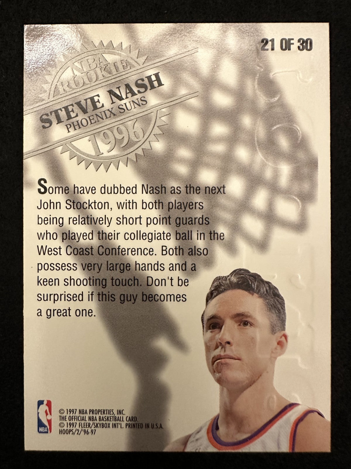 1996-97 Hoops Steve Nash (#21) NM Rookie Card, HOFer, Mavs/Suns ^GRUMPYBUCK^